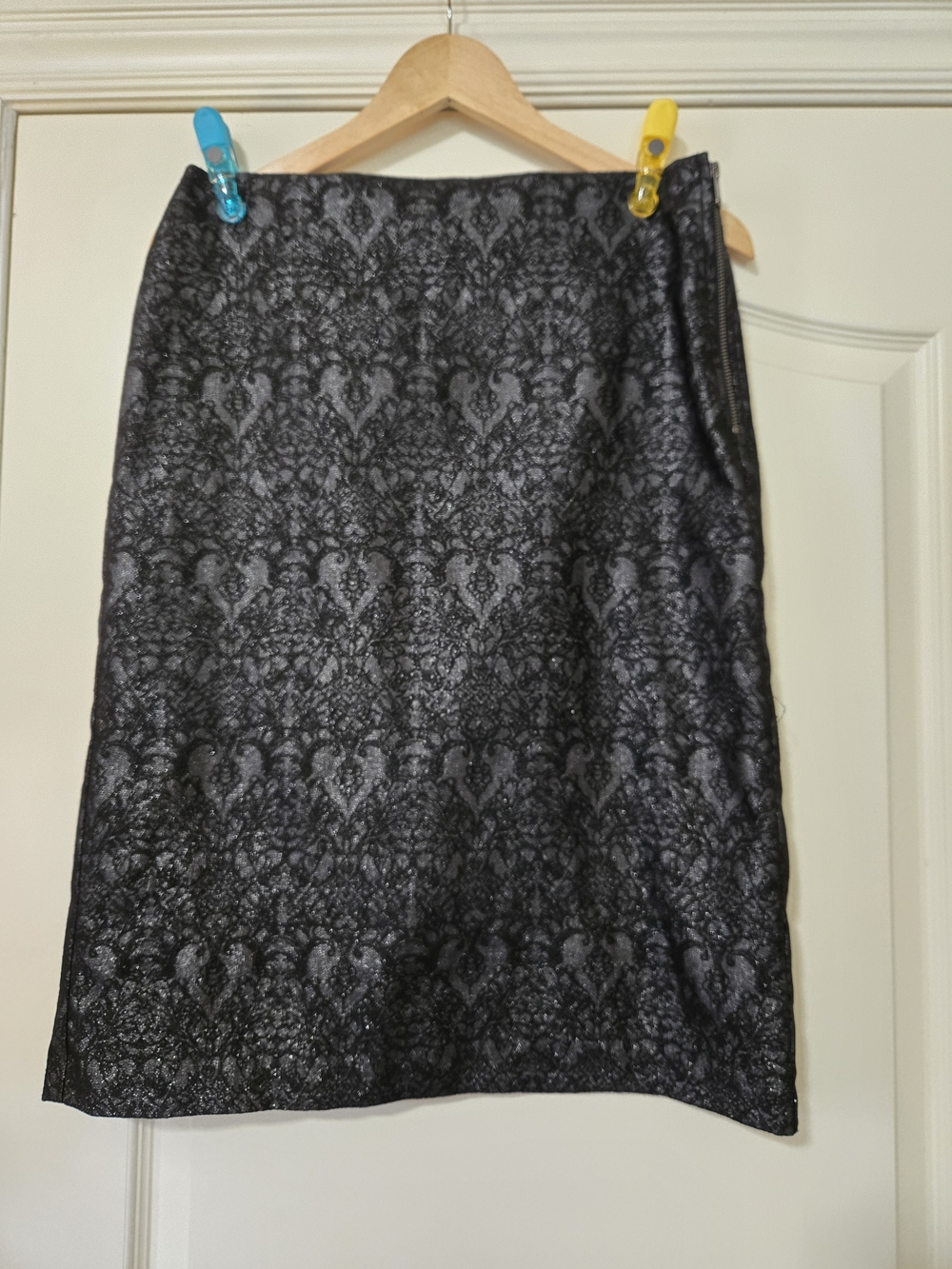 Worthington Black Brocade Pencil Skirt